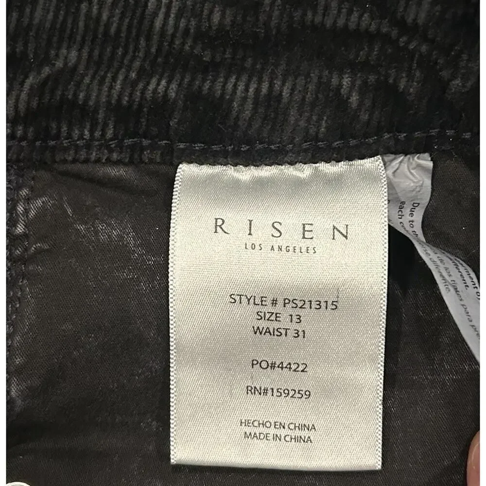 NWT Risen Mid-Rise Tummy Control Straight Leg Corduroy Pants Womens 13/31 Black